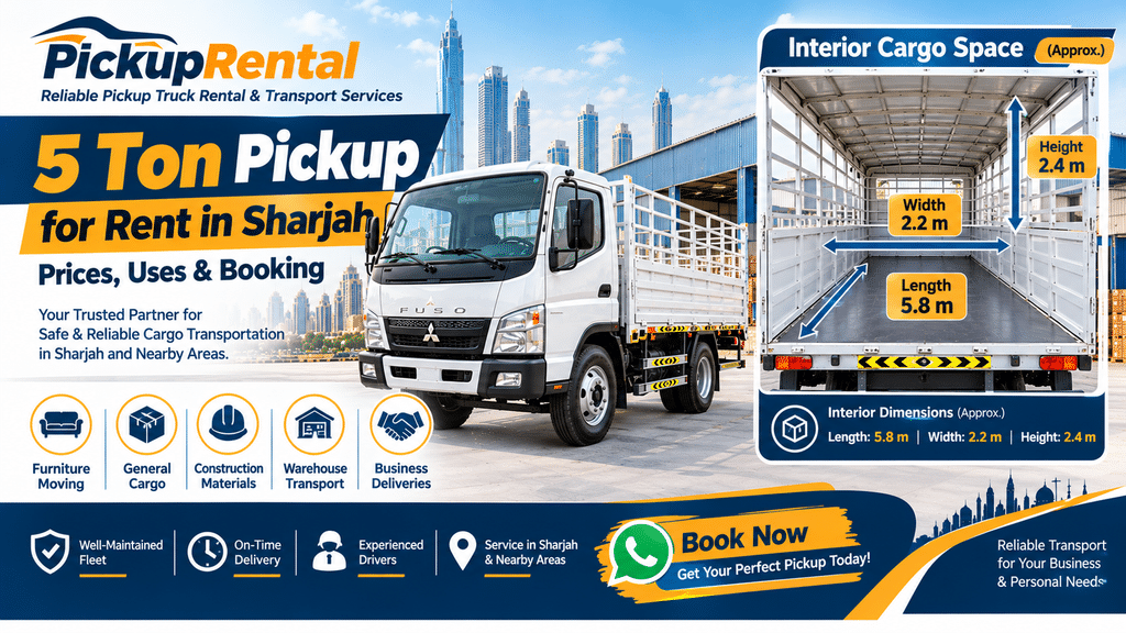 5 Ton Pickup for Rent in Sharjah – Prices & Booking